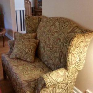 Reupholstered love seat in Exton, PA home