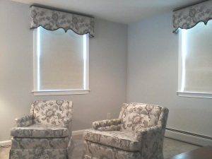 Reupholstered chairs with matching cornices- Exton, PA