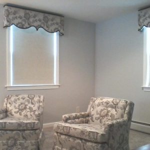 Reupholstered chairs to match cornices 