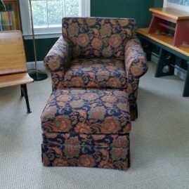 Reupholstered chair & ottoman: Glenmoore, PA