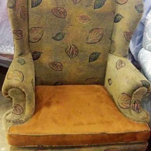 Chair reupholstered using two different fabrics in Chester Springs, PA.