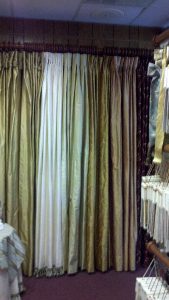 Display showing different drapery styles