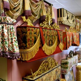 NJ Rose Decorating showroom display of various window treatment styles and designs.