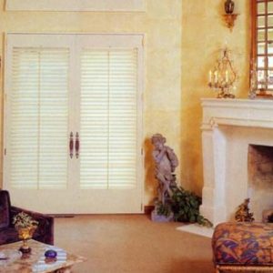 Pair of plantation shutters for set of French doors.