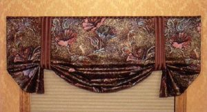 Butterfly valance in contrasting fabrics.