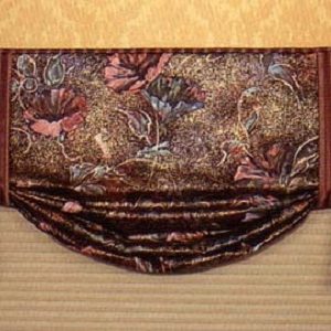 Butterfly valance in contrasting fabrics.